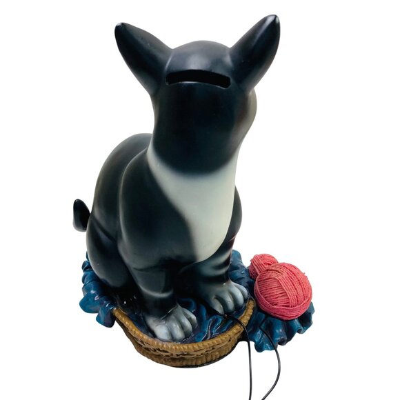 Vintage Ceramic Black Cat Coin Bank & Message Board 9" Tall Figurine Unique - Picture 6 of 11